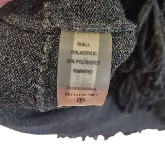 Calvin Klein Women's Heather Black Acrylic/Poly Scoop Neck 3/4 Sleeves Looped Fr - Picture 2 of 11